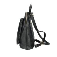 Made in Italy Damen echt Leder Rucksack Daypack Lederrucksack Tasche Schultertasche Umhängetasche CrossBody Bag Ledertasche Handgepäck Nappaleder Schwarz (25x30x11)