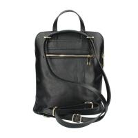Made in Italy Damen echt Leder Rucksack Daypack Lederrucksack Tasche Schultertasche Umhängetasche CrossBody Bag Ledertasche Handgepäck Nappaleder Schwarz (25x30x11)