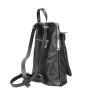 Made in Italy Damen echt Leder Rucksack Daypack Lederrucksack Tasche Schultertasche Umhängetasche CrossBody Bag Ledertasche Handgepäck Nappaleder Schwarz (25x30x11)