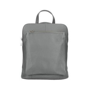 Made in Italy Damen echt Leder Rucksack Daypack Lederrucksack Tasche Schultertasche Umhängetasche CrossBody Bag Ledertasche Handgepäck Nappaleder Grau (25x30x11)