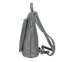 Made in Italy Damen echt Leder Rucksack Daypack Lederrucksack Tasche Schultertasche Umhängetasche CrossBody Bag Ledertasche Handgepäck Nappaleder Grau (25x30x11)