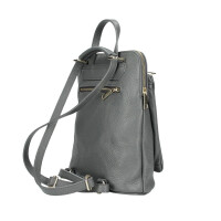 Made in Italy Damen echt Leder Rucksack Daypack Lederrucksack Tasche Schultertasche Umhängetasche CrossBody Bag Ledertasche Handgepäck Nappaleder Grau (25x30x11)
