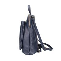 Made in Italy Damen echt Leder Rucksack Daypack Lederrucksack Tasche Schultertasche Umhängetasche CrossBody Bag Ledertasche Handgepäck Nappaleder Blau (Navy-25x30x11)