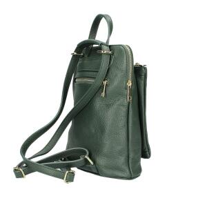 Made in Italy Damen echt Leder Rucksack Daypack Lederrucksack Tasche Schultertasche Umhängetasche CrossBody Bag Ledertasche Handgepäck Nappaleder Grün (25x30x11)