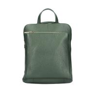 Made in Italy Damen echt Leder Rucksack Daypack Lederrucksack Tasche Schultertasche Umhängetasche CrossBody Bag Ledertasche Handgepäck Nappaleder Grün (25x30x11)