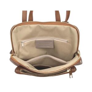 Made in Italy Damen echt Leder Rucksack Daypack Lederrucksack Tasche Schultertasche Umhängetasche CrossBody Bag Ledertasche Handgepäck Nappaleder Cognac (25x30x11)