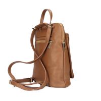 Made in Italy Damen echt Leder Rucksack Daypack Lederrucksack Tasche Schultertasche Umhängetasche CrossBody Bag Ledertasche Handgepäck Nappaleder Cognac (25x30x11)