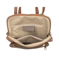 Made in Italy Damen echt Leder Rucksack Daypack Lederrucksack Tasche Schultertasche Umhängetasche CrossBody Bag Ledertasche Handgepäck Nappaleder Cognac (25x30x11)
