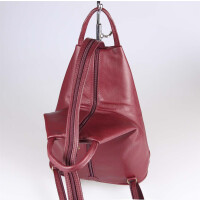 Made in Italy Damen echt Leder Rucksack Backpack Lederrucksack Tasche Schultertasche Ledertasche Nappaleder Bordo