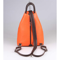 Made in Italy Damen echt Leder Rucksack Backpack Lederrucksack Tasche Schultertasche Ledertasche Nappaleder Orange-Braun