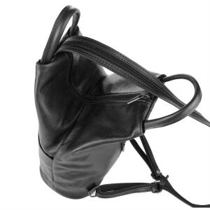Made in Italy Damen echt Leder Rucksack Backpack Lederrucksack Tasche Schultertasche Ledertasche Nappaleder Schwarz-Dunkelrot