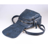 Damen Rucksack Cityrucksack Schultertasche Leder Optik Backpack Tasche Daypack Handtasche Umhängetasche Nieten Blau 30x32x15 cm
