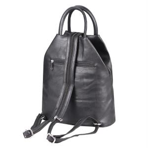 Damen Rucksack Tasche Schultertasche Leder Optik Daypack Backpack Handtasche Tagesrucksack Cityrucksack Schwarz