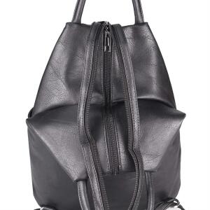 Damen Rucksack Tasche Schultertasche Leder Optik Daypack Backpack Handtasche Tagesrucksack Cityrucksack Schwarz
