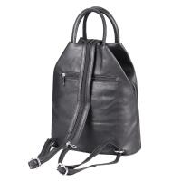 Damen Rucksack Tasche Schultertasche Leder Optik Daypack Backpack Handtasche Tagesrucksack Cityrucksack Schwarz