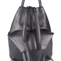 Damen Rucksack Tasche Schultertasche Leder Optik Daypack Backpack Handtasche Tagesrucksack Cityrucksack Schwarz