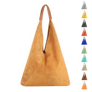 Made in Italy Damen XXL Leder Tasche Handtasche Wildleder Shopper Schultertasche