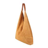 Made in Italy Damen XXL Leder Tasche Handtasche Wildleder Shopper Schultertasche Hobo-Bag Umhängetasche Ledertasche Beuteltasche Velourleder DIN-A4 Cognac