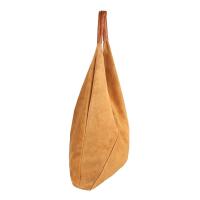 Made in Italy Damen XXL Leder Tasche Handtasche Wildleder Shopper Schultertasche Hobo-Bag Umhängetasche Ledertasche Beuteltasche Velourleder DIN-A4 Cognac