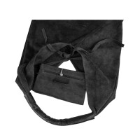 Made in Italy Damen XXL Leder Tasche Handtasche Wildleder Shopper Schultertasche Hobo-Bag Umhängetasche Ledertasche Beuteltasche Velourleder DIN-A4 Schwarz