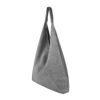 Made in Italy Damen XXL Leder Tasche Handtasche Wildleder Shopper Schultertasche Hobo-Bag Umhängetasche Ledertasche Beuteltasche Velourleder DIN-A4 Dunkelgrau