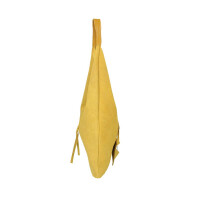 Made in Italy Damen XXL Leder Tasche Handtasche Wildleder Shopper Schultertasche Hobo-Bag Umhängetasche Ledertasche Beuteltasche Velourleder DIN-A4 Gelb