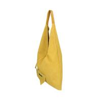 OBC Made in Italy Damen XXL Leder Tasche Handtasche Wildleder Shopper Schultertasche Hobo-Bag Umhängetasche Beuteltasche Velourleder DIN-A4 Ledertasche Gelb