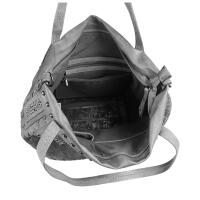 DAMEN TASCHE DIN-A4 Geflochten Shopper Tote Bag Handtasche Leder Optik Umhängetasche Schultertasche Beuteltasche Nietentasche Grau 45x38x13 cm