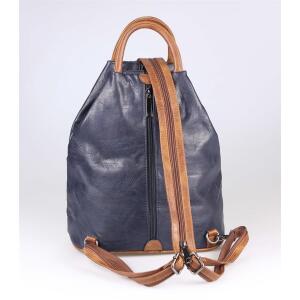 Damen Rucksack Tasche Schultertasche Leder Optik Daypack Backpack Handtasche Tagesrucksack Cityrucksack Dunkelblau