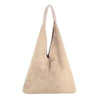 Made in Italy Damen XXL Leder Tasche Handtasche Wildleder Shopper Schultertasche Hobo-Bag Umhängetasche Ledertasche Beuteltasche Velourleder DIN-A4 Beige