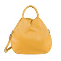 OBC Made in Italy Damen Ledertasche Hobo Bag Shopper Vintage Tote Bag Handtasche Umhängetasche Schultertasche Beuteltasche Crossbody Gelb