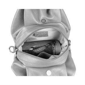 OBC Made in Italy Damen Ledertasche Hobo Bag Shopper Vintage Tote Bag Handtasche Umhängetasche Schultertasche Beuteltasche Crossbody Grau