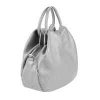 OBC Made in Italy Damen Ledertasche Hobo Bag Shopper Vintage Tote Bag Handtasche Umhängetasche Schultertasche Beuteltasche Crossbody Grau