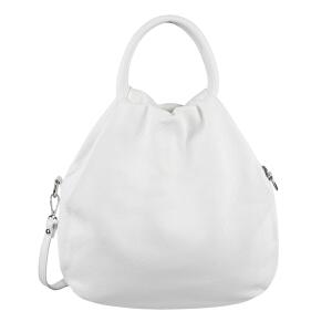 OBC Made in Italy Damen Ledertasche Hobo Bag Shopper Vintage Tote Bag Handtasche Umhängetasche Schultertasche Beuteltasche Crossbody Weiß