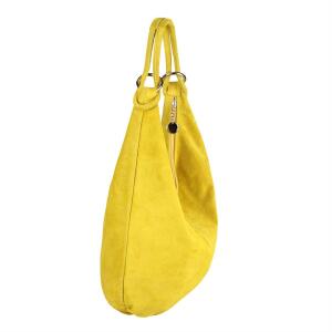 Made in Italy Damen XXL Ledertasche Wildleder Shopper Tasche Schultertasche Umhängetasche Hobo-Bag Beuteltasche Handtasche Hellgelb