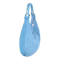 Made in Italy Damen XXL Ledertasche Wildleder Shopper Tasche Schultertasche Umhängetasche Hobo-Bag Beuteltasche Himmelblau