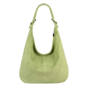 Made in Italy Damen XXL Ledertasche Wildleder Shopper Tasche Schultertasche Umhängetasche Hobo-Bag Beuteltasche Hellgrün