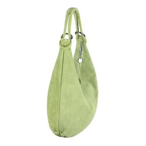 Made in Italy Damen XXL Ledertasche Wildleder Shopper Tasche Schultertasche Umhängetasche Hobo-Bag Beuteltasche Hellgrün