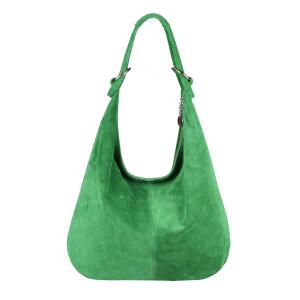 Made in Italy Damen XXL Ledertasche Wildleder Shopper Tasche Schultertasche Umhängetasche Hobo-Bag Beuteltasche Apfelgrün