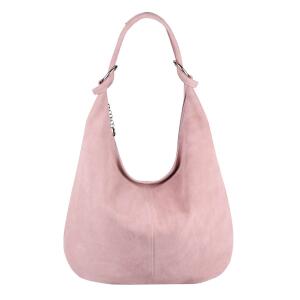 Made in Italy Damen XXL Ledertasche Wildleder Hobo Bag Shopper Tasche Schultertasche Beuteltasche City Reise Freizeit Urlaub Umhängetasche Hellrosa