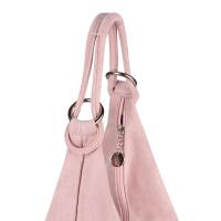 Made in Italy Damen XXL Ledertasche Wildleder Hobo Bag Shopper Tasche Schultertasche Beuteltasche City Reise Freizeit Urlaub Umhängetasche Hellrosa