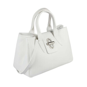 OBC Made in Italy Damen Echt Leder Tasche Business Shopper Aktentasche Schultertasche Handtasche Ledertasche Kroko-Prägung Umhängetasche Tote Bag Weiß