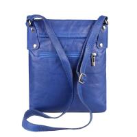 OBC Made in Italy Damen Leder Tasche Shopper Umhängetasche Schultertasche Crossbody Handtasche Ledertasche Nappaleder Königsblau