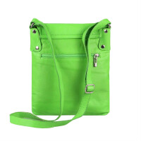 OBC Made in Italy Damen Leder Tasche Shopper Umhängetasche Schultertasche Crossbody Handtasche Ledertasche Nappaleder  Apfelgrün