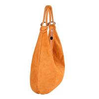 Made in Italy Damen XXL Ledertasche Wildleder Shopper Tasche Schultertasche Umhängetasche Hobo-Bag Beuteltasche Orange