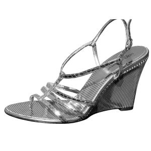 Dolce & Gabbana D&G HIGH HEELS Keil Sandalette Wedges Lederschuhe Schuhe Silber 37,5