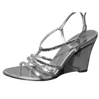 Dolce & Gabbana D&G HIGH HEELS Keil Sandalette Wedges Lederschuhe Schuhe Silber 37,5