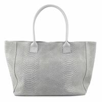 Made in Italy DAMEN LEDER TASCHE DIN-A4 Schlange Prägung Shopper Tote Bag Henkeltasche Wildleder Handtasche Umhängetasche Ledertasche Schultertasche Beuteltasche Hellgrau