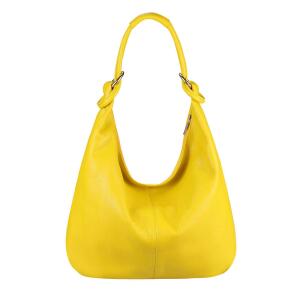 ITALY DAMEN Echt LEDER HAND-TASCHE Schultertasche Shopper Umhängetasche Beuteltasche Bag Gelb