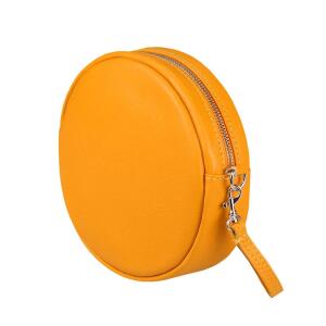 OBC Made in Italy Damen ECHT Leder Tasche Crossbody Runde Schultertasche City Bag Crossover Umhängetasche Clutch Ledertasche Damentasche Minibag  Orange